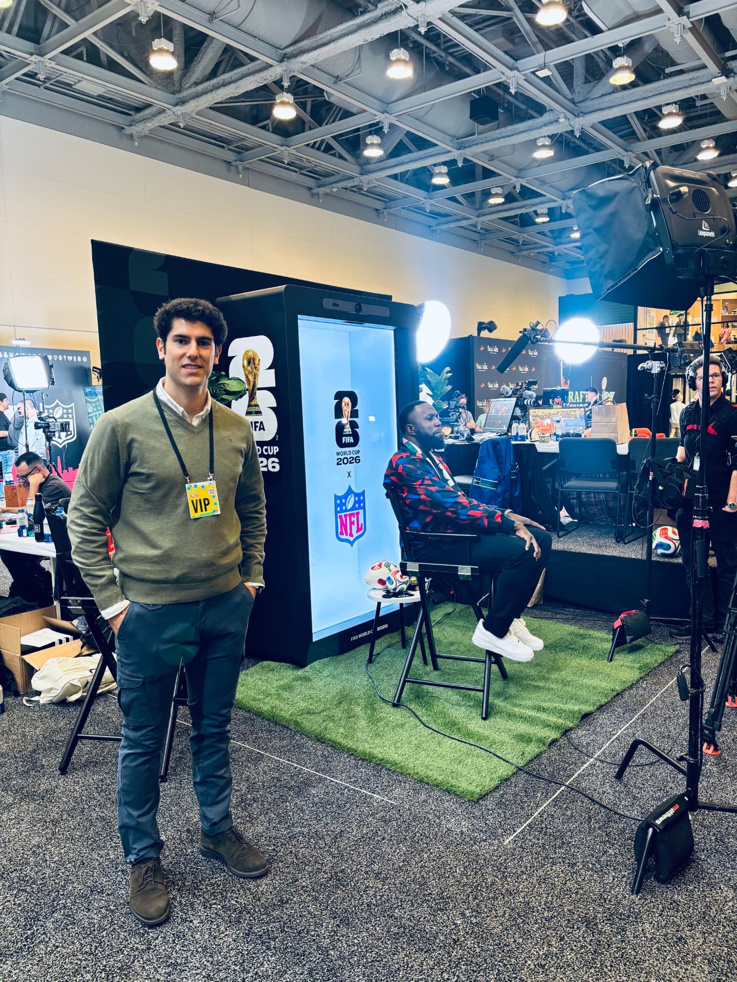 On a FIFA World Cup 2026 x NFL broadcast set